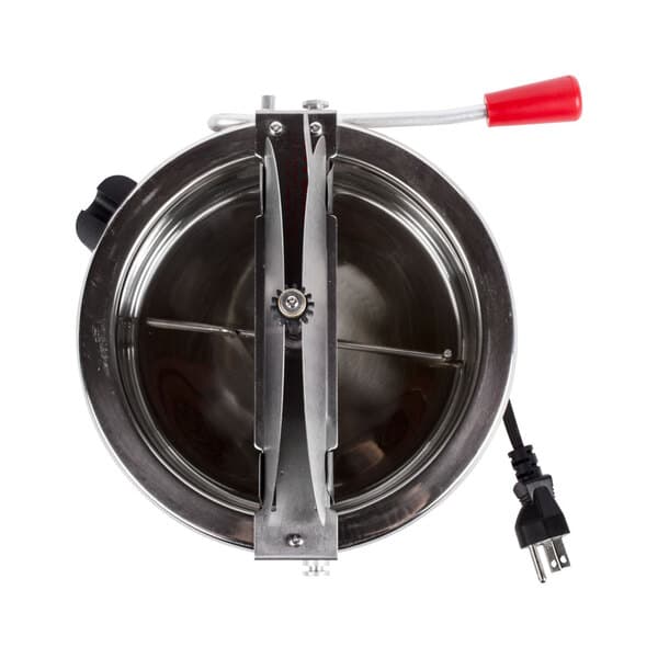 A stainless steel Carnival King replacement kettle with red handles.