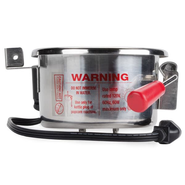 A replacement Carnival King popcorn kettle with a red handle.