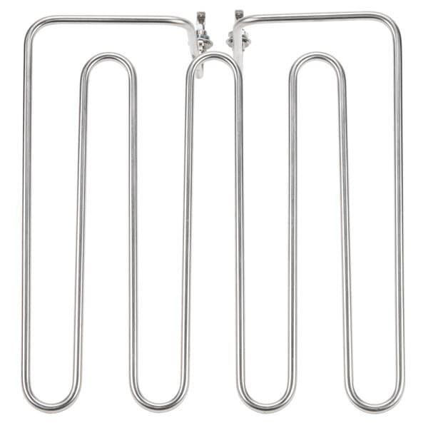 A pair of silver metal heating elements with silver metal pipes.