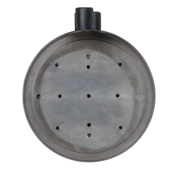 A black round Carnival King Waffle Grid with holes.