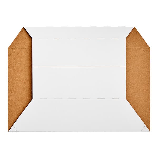 A white rectangular paper sleeve with brown edges.