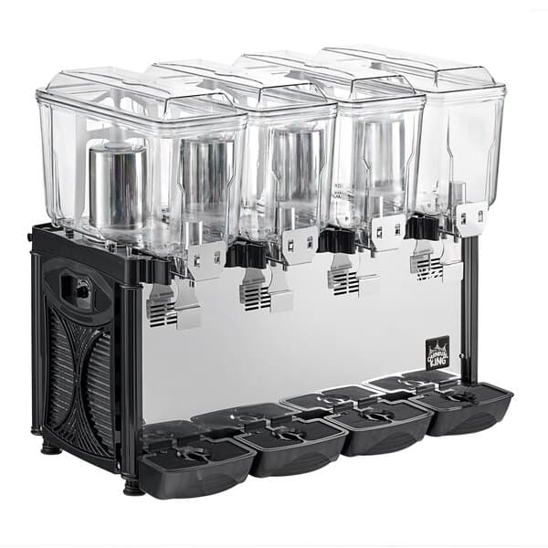 A black machine with four clear containers.