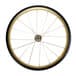 A close up of a Carnival King 16" replacement wheel with a black rim and spokes.