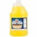 A jug of Carnival King Pina Colada Snow Cone Syrup with a blue and white label containing yellow liquid.