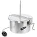 A stainless steel Carnival King kettle with a metal lid.