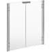 A white rectangular door with a glass panel.