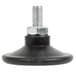 A black plastic screw with a metal nut and a black rubber base.