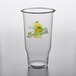 a clear glass with a logo on it