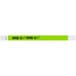 A green Tyvek wristband with white and black text reading "OVER 21"
