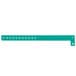 A teal plastic wristband with holes.
