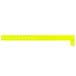A yellow rectangular plastic wristband with white circles on it.