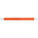 A coral red wristband with white stripes and white customizable area.