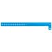 A blue plastic Carnival King wristband with holes.