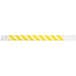 A white background with yellow and white striped wristbands.