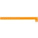 A neon orange plastic wristband with holes.