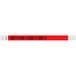 A red Tyvek wristband with black and white "VIP" text.