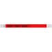 A red wristband with the word "STAFF" in black.