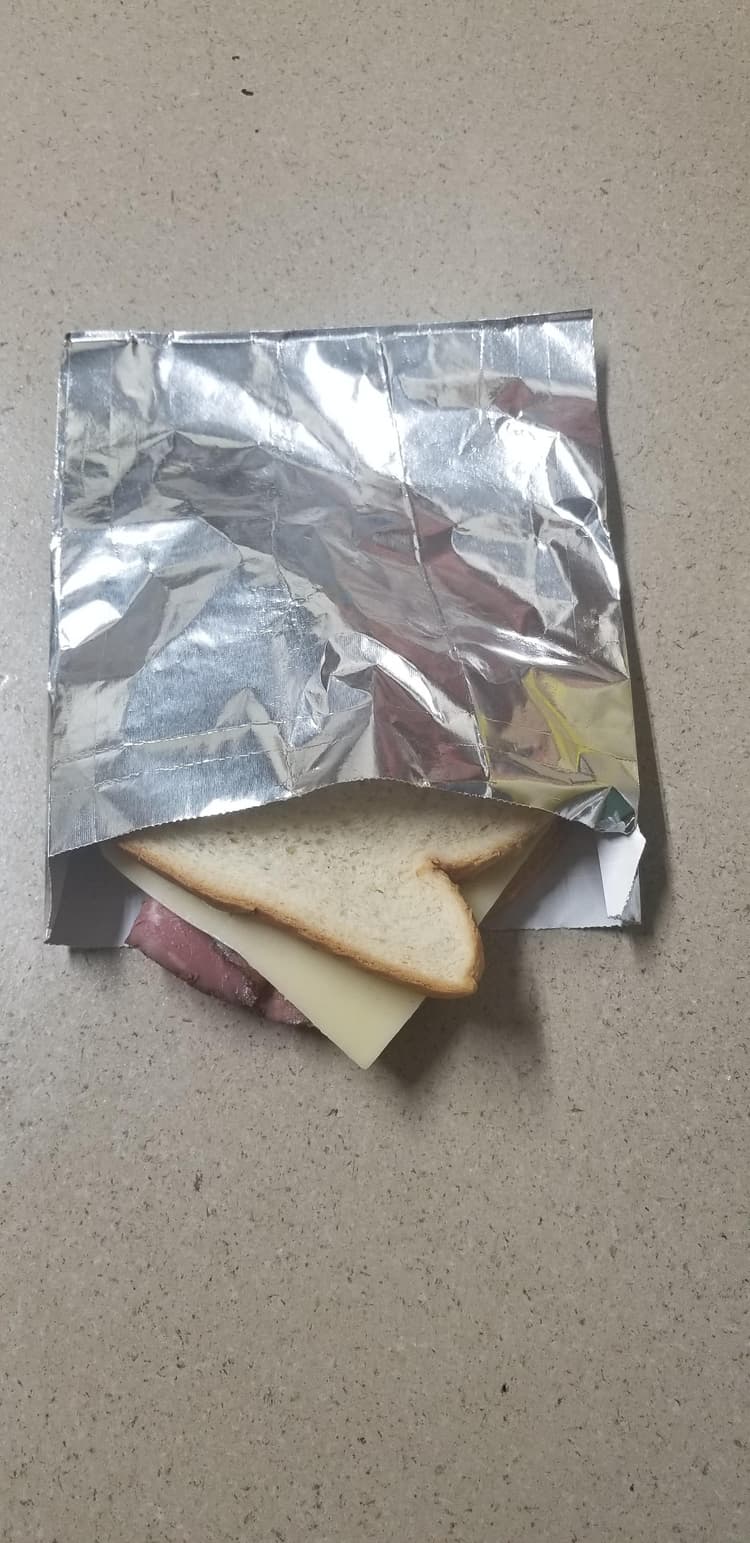 Large foil hamburger sandwich bag.