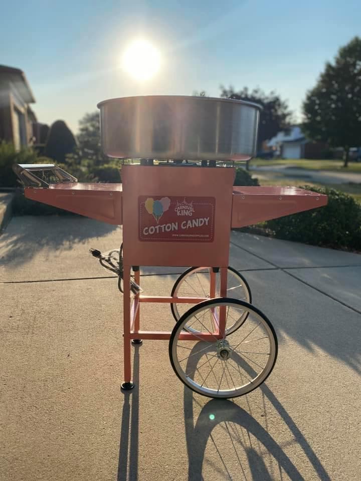 Fantastic cotton candy cart!! She may be little, but she is fierce!!! This machine whips up cotton candy cones at a rapid pace! And the cones are enormous!! All of our renters have commented on the cute design and ease of working this machine! Would highly recommend and for such a fantastic price, I will be buying more in the future!