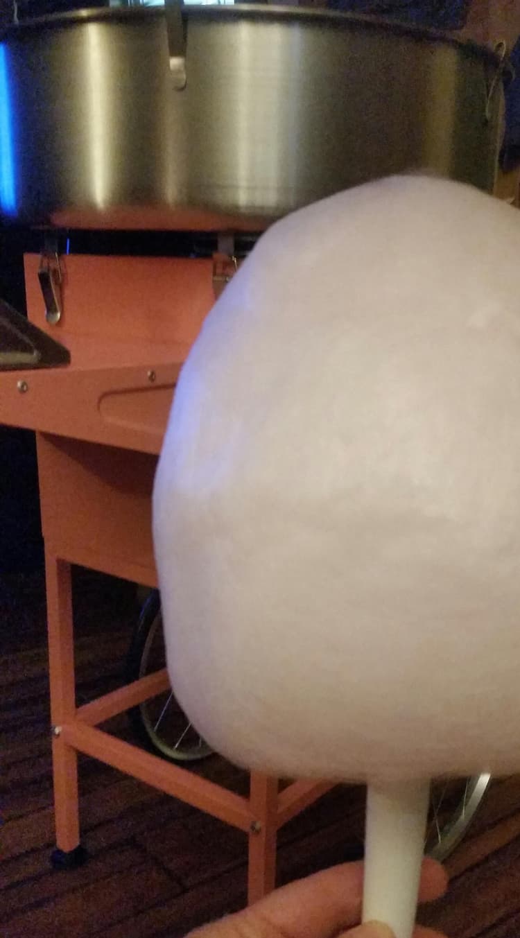 This was the second cotton candy I ever made using the pink Bubble Gum floss on one of the cones that comes with the machine!