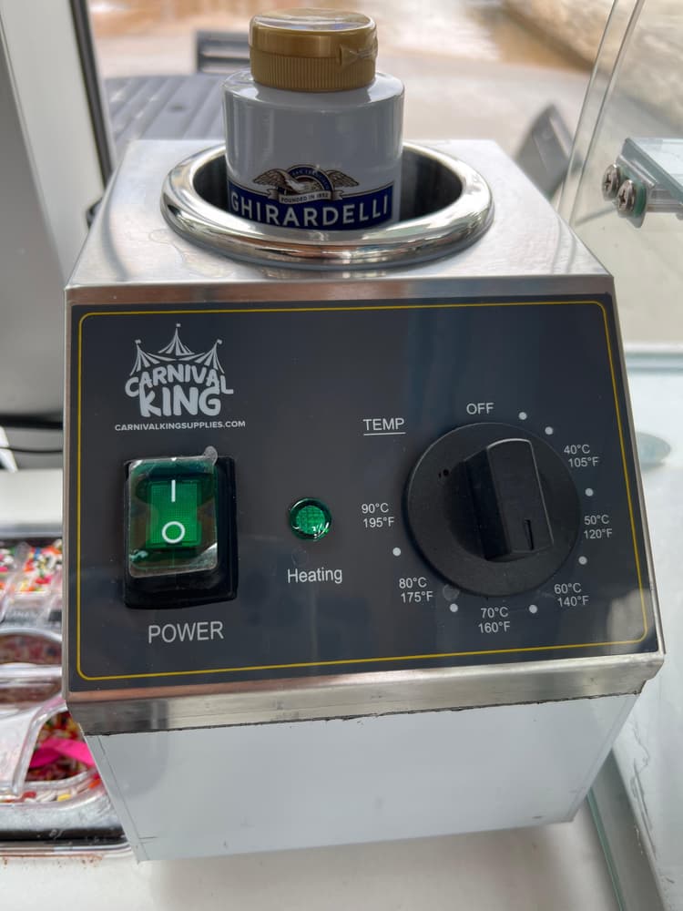 I got this machine to keep my hot fudge warm , it’s easy to use and you can place in any tiny place on your counter!
