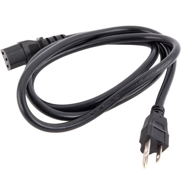 A black power cord with two plugs.