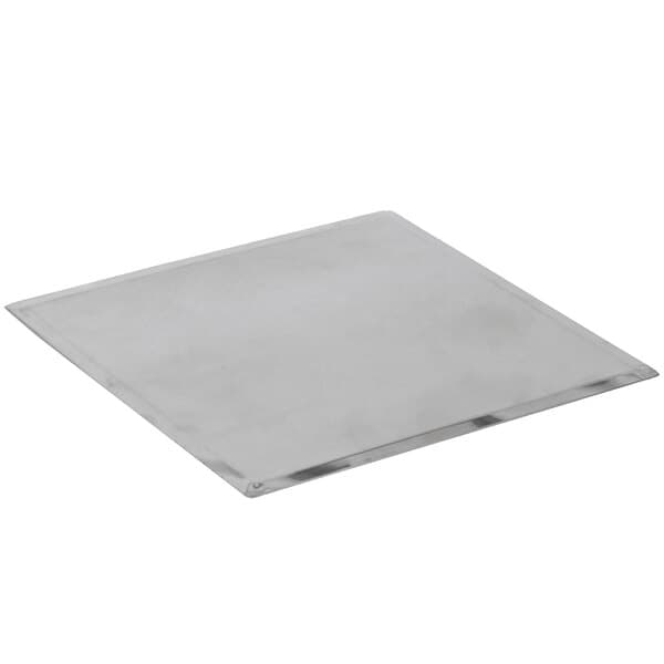 A close-up of a square metal drip tray for a Carnival King Waffle Maker.