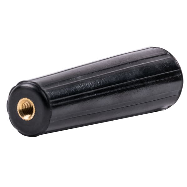 A black plastic handle with a gold screw for Carnival King Waffle Makers.