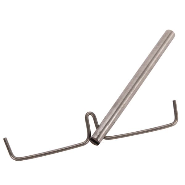 A metal replacement stir rod for a Carnival King popcorn popper with a bent end.
