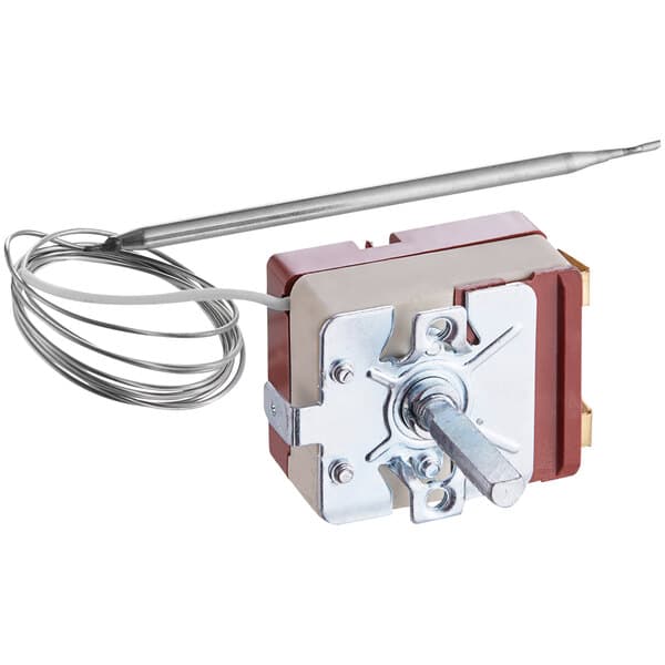 A Carnival King thermostat with a wire attached.