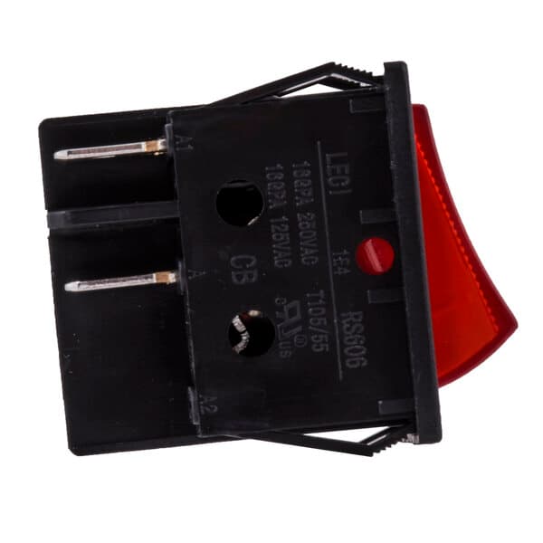 A black Carnival King replacement on/off switch with a red light.