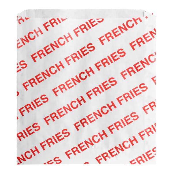 A white Carnival King French fry bag with red text.