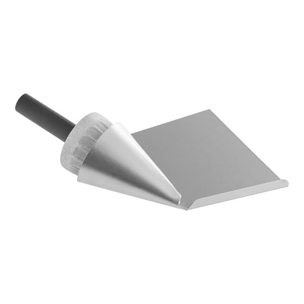 A close-up of a Carnival King metal waffle cone forming tool with a pointed tip.