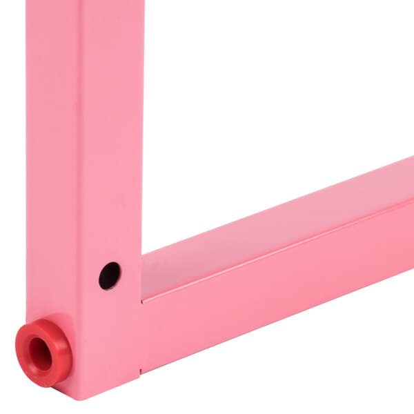 A pink metal Carnival King wheel frame with a hole in the middle.