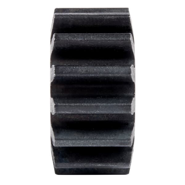 A close-up of a black gear.