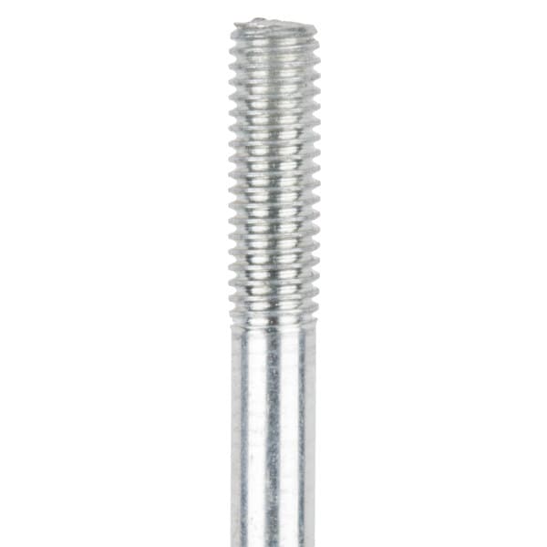 A close-up of a stainless steel screw.