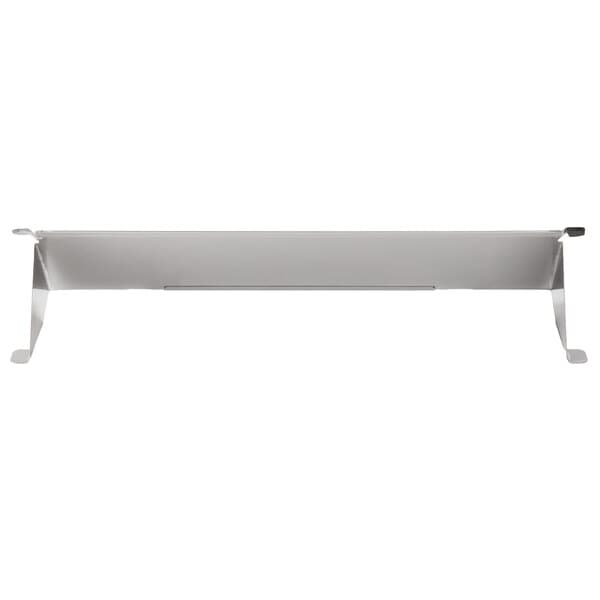 A white metal rectangular drop door shelf with metal legs.