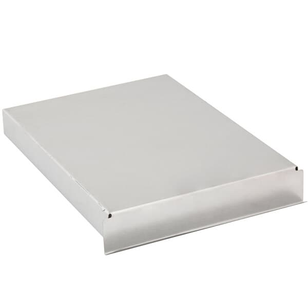 A silver metal drawer with a lid for a Carnival King popcorn machine.