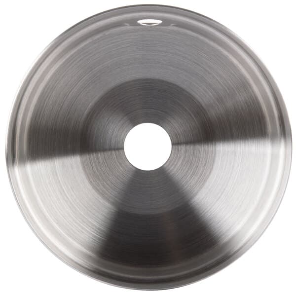 A circular metal lid with a white circle in the center.