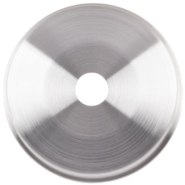 A silver circular lid with a hole in the middle.