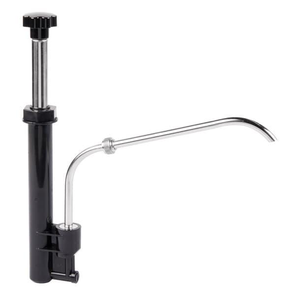 A black and silver Carnival King 3.5 Qt. sauce pump.