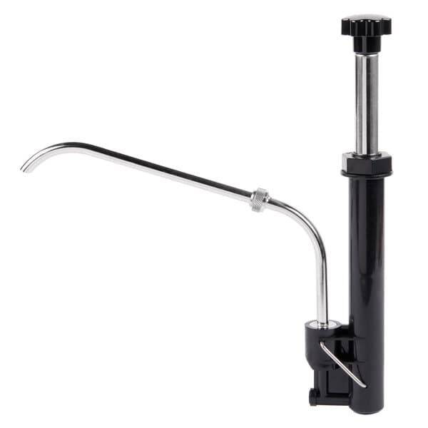 A black and silver Carnival King 3.5 qt. sauce pump.