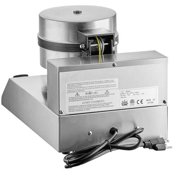 A silver Carnival King single waffle maker with a white label on the front.