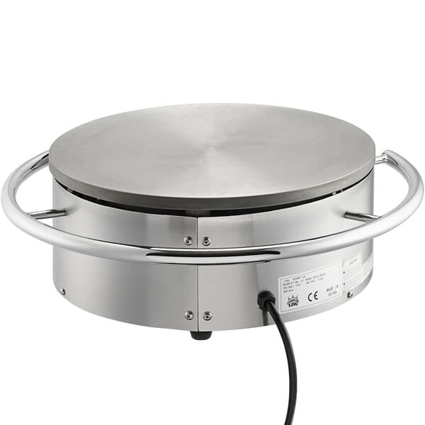A Carnival King 16" round metal crepe maker with a black cord.