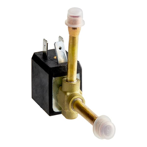 A close-up of a metal and brass Carnival King Electrovalve Assembly.