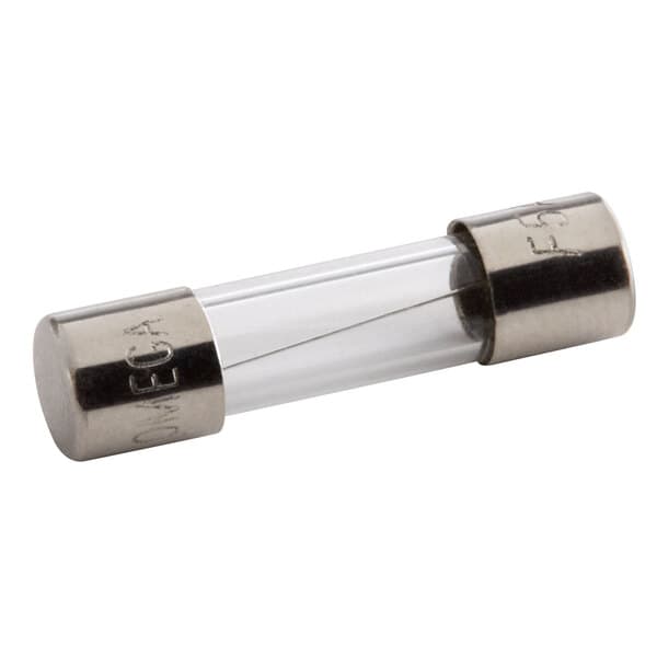 A close-up of a silver metal Carnival King 250V, 5A fuse.