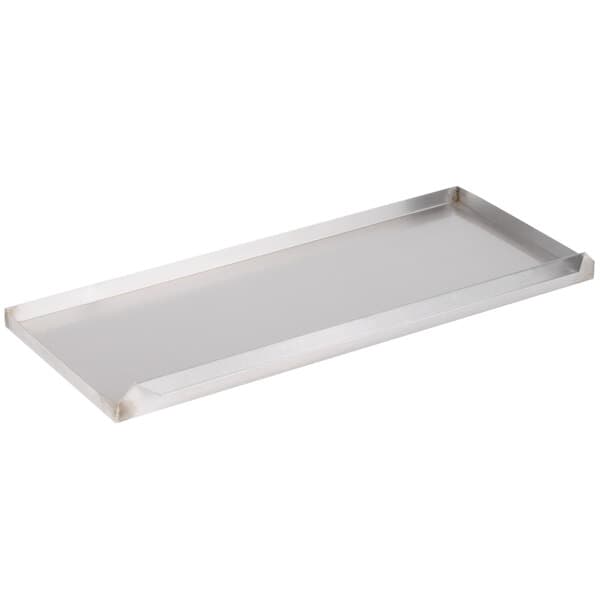 A rectangular stainless steel Carnival King drip tray.