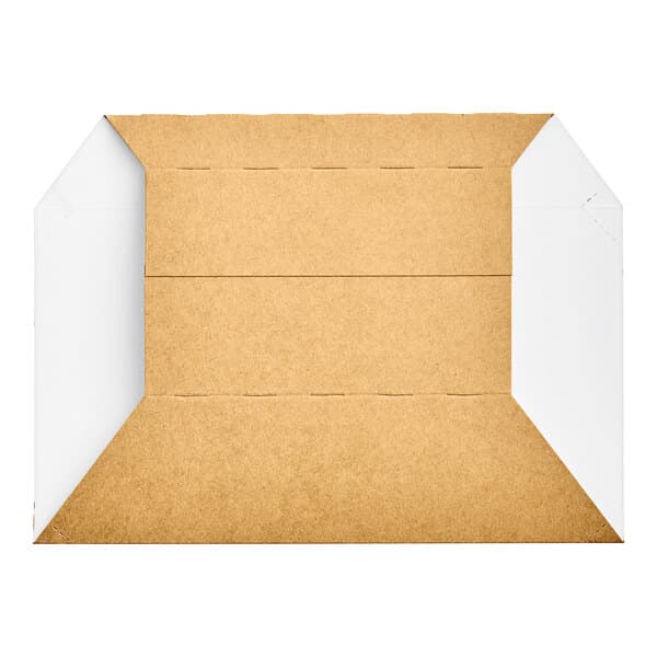 A brown and white cardboard box with a straight line.
