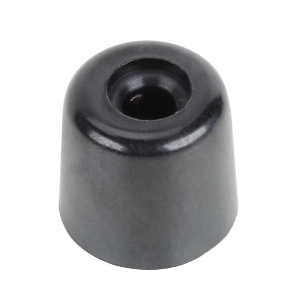 A black rubber foot with a hole in it.