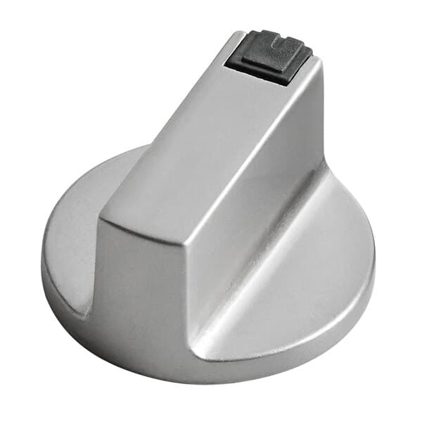 A silver knob with a black rubber stopper.